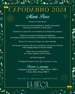 Menu cenone di pesce per il Capodanno 2023 al ristorante La Buca di Taormina