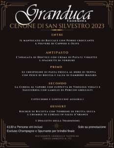 Menu cenone di San Silvestro 2023 al Granduca di Taormina